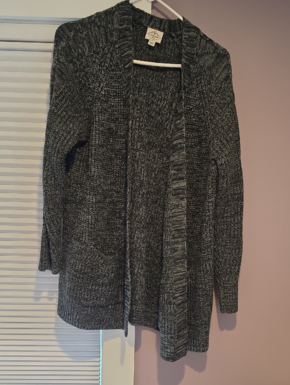 St. John's Bay Black and Gray Marled Open-Front Cardigan